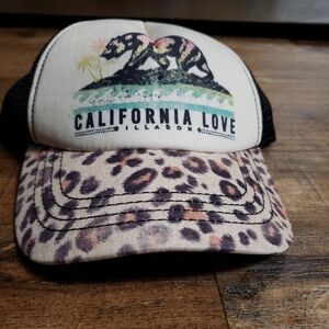 Womens Billabong California Love Trucker Hat with Leopard Print